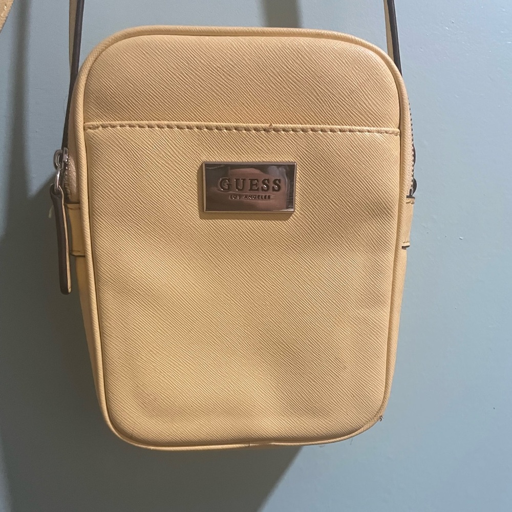 Guess pastel yellow cross body bag